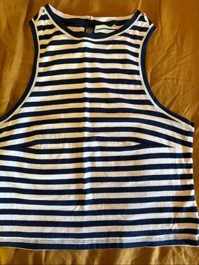 Maeve Striped Navy and White Sleeveless Tank